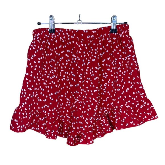 Shein 2 Piece Short Set Bikini Top Shorts All Over Hearts Red M Medium - Picture 2 of 7